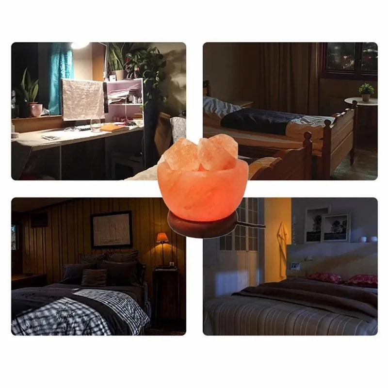 Himalayan Salt Lamp Crystal Salt Rock Light with Base Crystal Salt Light LED Atmosphere Lamp Home Decor Bedroom Decoration