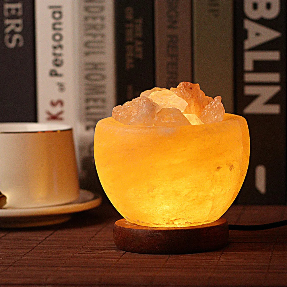 Himalayan Salt Lamp Crystal Salt Rock Light with Base Crystal Salt Light LED Atmosphere Lamp Home Decor Bedroom Decoration