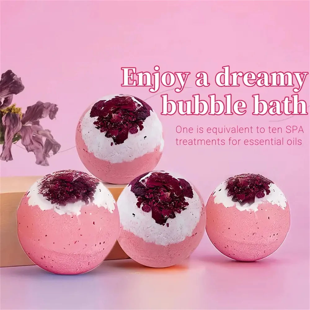 Handmade Bath Bomb Set – Moisturizing & Peeling Skin Care Bath Balls with Essential Oils & Bath Salts | Relaxing Bubble Ball Gift | Bath & Body Works
