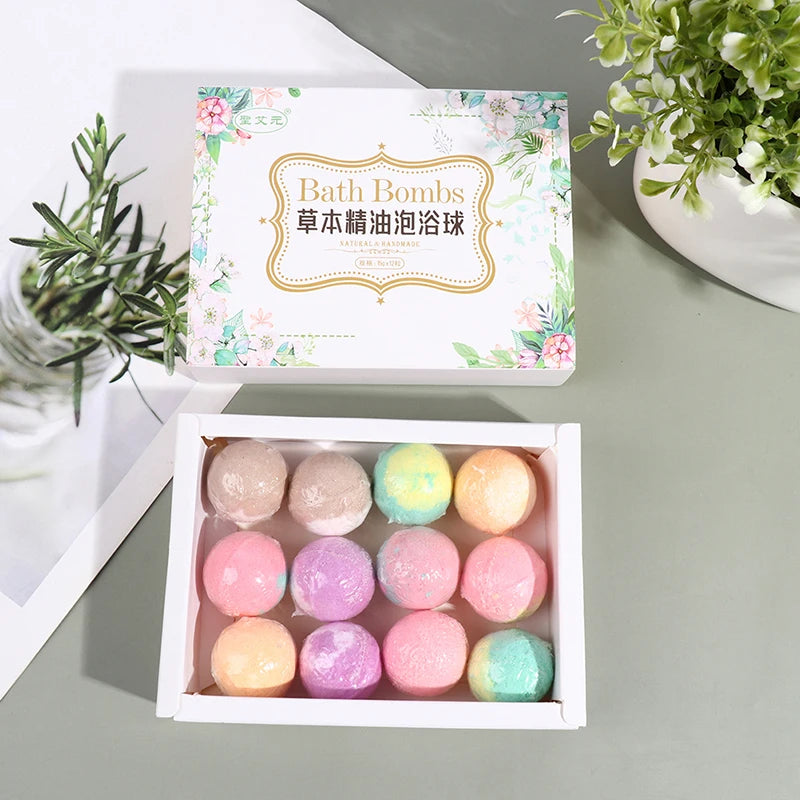 12pcs Natural Mini Handmade Bath Bombs Set – Moisturizing Foot Spa Bombs with Essential Oils for Dry Skin | Relaxing Scent Organic Bath Gift | Bath & Body Works
