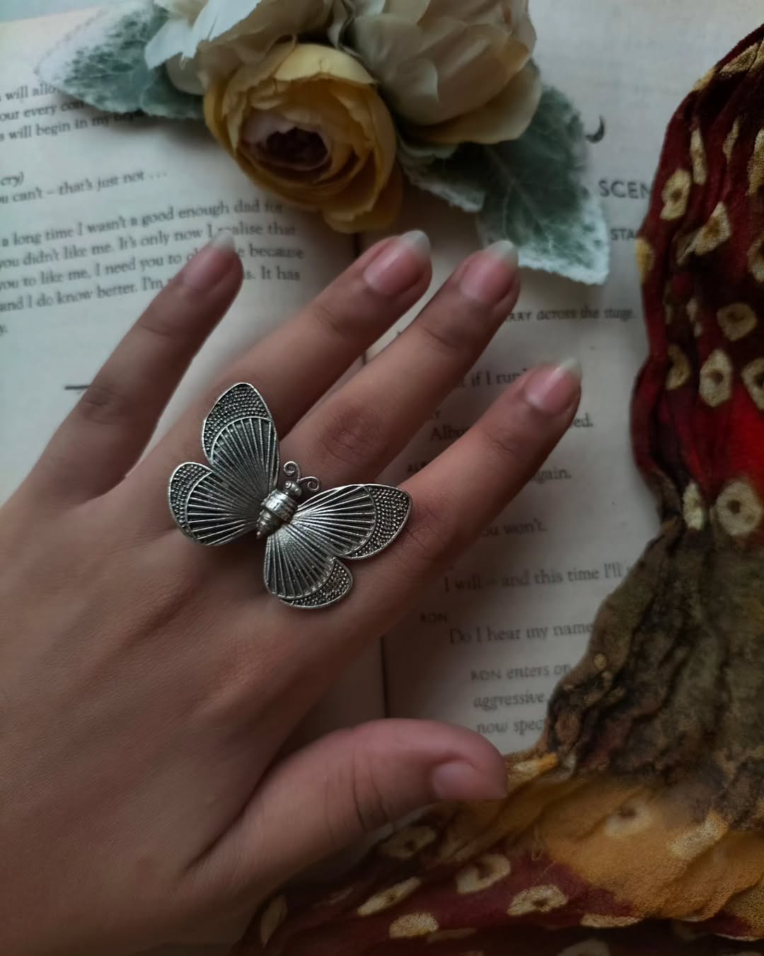 Beautiful Butterfly Ring Sterling Silver Monarch Butterfly Ring Realistic Indian Oxidized Ring Free Size Adjustable - Salt & Sparkle Co