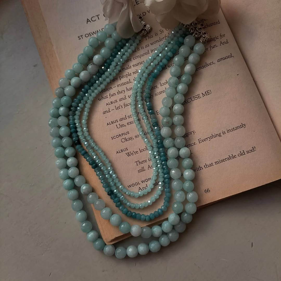 Pearl & Hematite Aqua Blue with Baroque Pearl Pendant | Handmade Healing Stones Necklace for Women - Salt & Sparkle Co