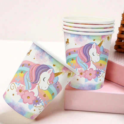 Unicorn Party Disposable Tableware Plates Napkin Rainbow Unicorn Birthday Party Decor Kids Birthday Party Supplies Baby Shower