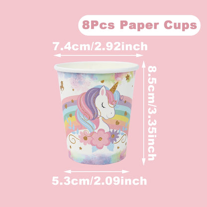 Unicorn Party Disposable Tableware Plates Napkin Rainbow Unicorn Birthday Party Decor Kids Birthday Party Supplies Baby Shower