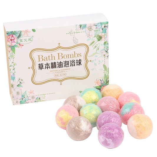 12pcs Natural Mini Handmade Bath Bombs Set – Moisturizing Foot Spa Bombs with Essential Oils for Dry Skin | Relaxing Scent Organic Bath Gift | Bath & Body Works