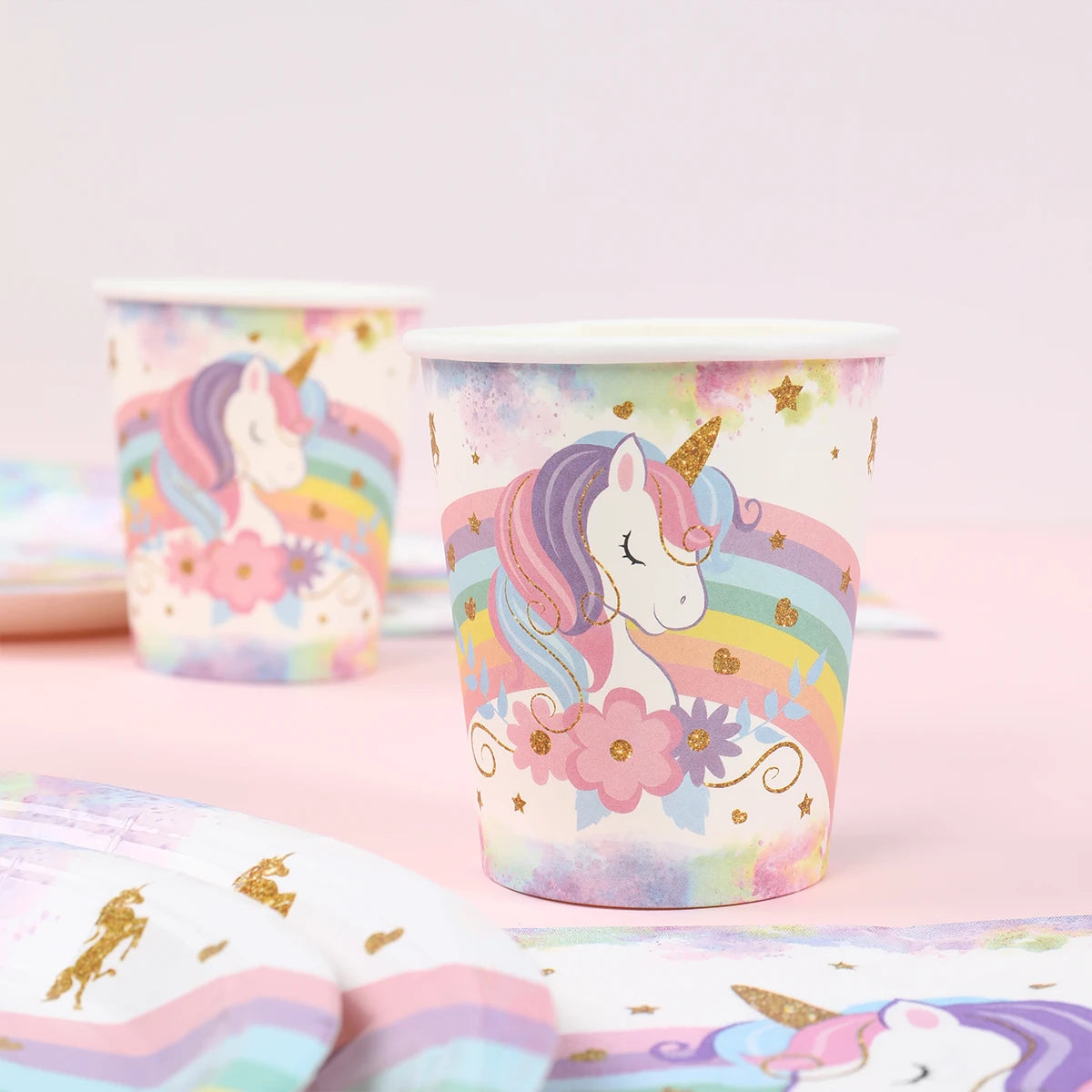 Unicorn Party Disposable Tableware Plates Napkin Rainbow Unicorn Birthday Party Decor Kids Birthday Party Supplies Baby Shower