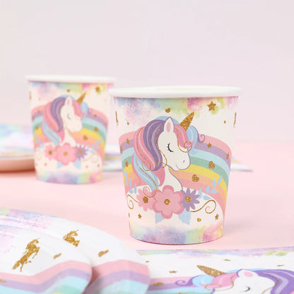 Unicorn Party Disposable Tableware Plates Napkin Rainbow Unicorn Birthday Party Decor Kids Birthday Party Supplies Baby Shower