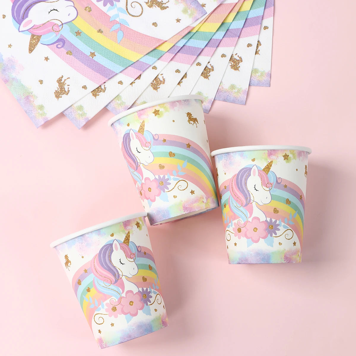 Unicorn Party Disposable Tableware Plates Napkin Rainbow Unicorn Birthday Party Decor Kids Birthday Party Supplies Baby Shower
