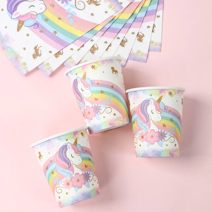 Unicorn Party Disposable Tableware Plates Napkin Rainbow Unicorn Birthday Party Decor Kids Birthday Party Supplies Baby Shower