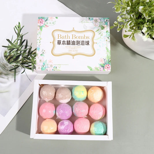 12pcs Natural Mini Handmade Bath Bombs Set – Moisturizing Foot Spa Bombs with Essential Oils for Dry Skin | Relaxing Scent Organic Bath Gift | Bath & Body Works